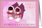 Congratulations on Your Baby Girl with Painting of Shoes in Pink card