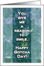 Happy Gotcha Day with Blue and Green Geometric Design card