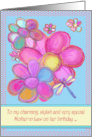 Happy Birthday Mother-in-Law with Dragonfly and Colorful Flowers card