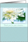 Thank You for Your Donation with White Daisy and Chevron Pattern card