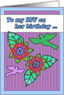 Happy Birthday, BFF, mandala doodle flowers, bird silhouettes card