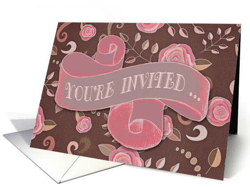 Surprise Bridal Shower Invitation with Vintage Fabric and Banner card