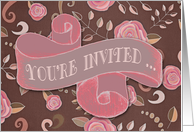 Surprise Bridal Shower Invitation with Vintage Fabric and Banner card