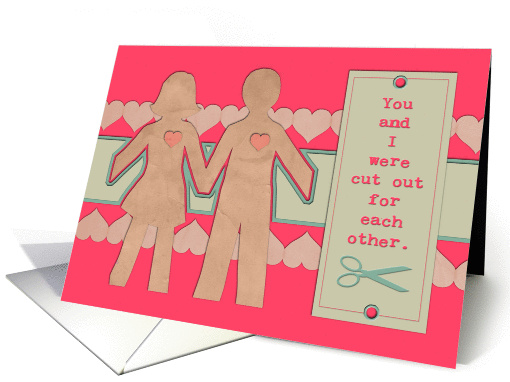 Valentine's Day, Cut Out Couple, hearts, scrapbook style. card