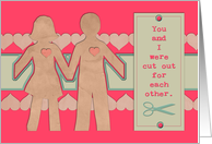 Valentine’s Day, Cut Out Couple, hearts, scrapbook style. card