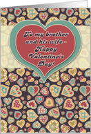 Happy Valentine’s Day - To my brother and his wife - heart doodles. card