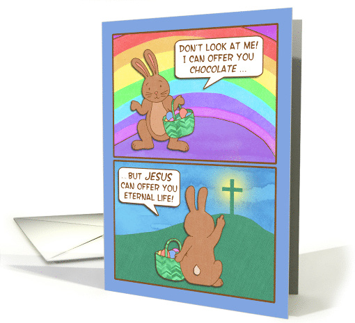 Christian Happy Easter with Bunny and Cross on a Hill card (1033519)