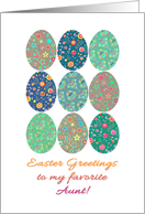 Easter Greetings to My Favorite Aunt with Decorated Easter Eggs card
