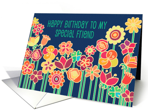 Happy Birthday Special Friend with Bright Colorful Flower... (1046741)