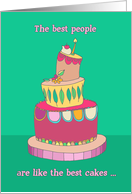 Happy Birthday, for her, cute, colorful, crooked cake illustration. card