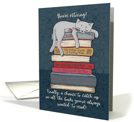 Retirement Congratulations for Cat and Book Lover card (1064617)