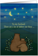 Father’s Day, for Husband - Bears, landscape, stars, moon, drawing. card