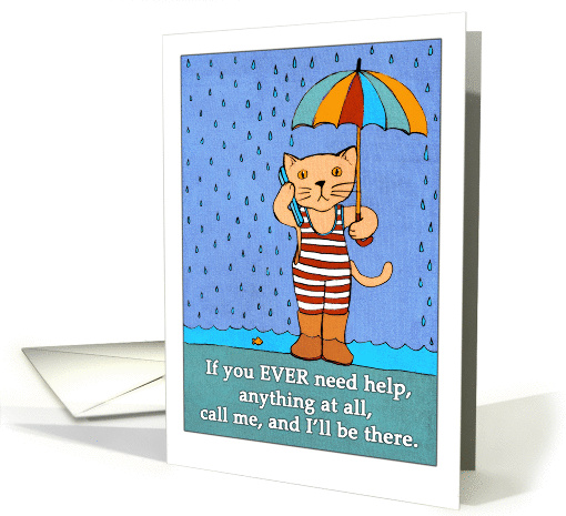 If you EVER need help, call me! Cute cat on phone,... (1067071)