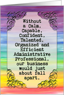 Administrative Professionals Day card, vintage banner, rainbow colors card