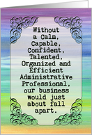 Thank you to Administrative Professional employee, rainbow, banner. card