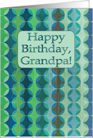 Happy Birthday, Grandpa! Retro pattern in green, mint, turquoise, blue card