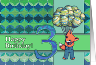 Happy Birthday for 3 Year Old Boy with Cute Fox and Balloons card