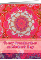 Happy Mother’s Day, to my Grandmother, floral doodle mandala, pink card