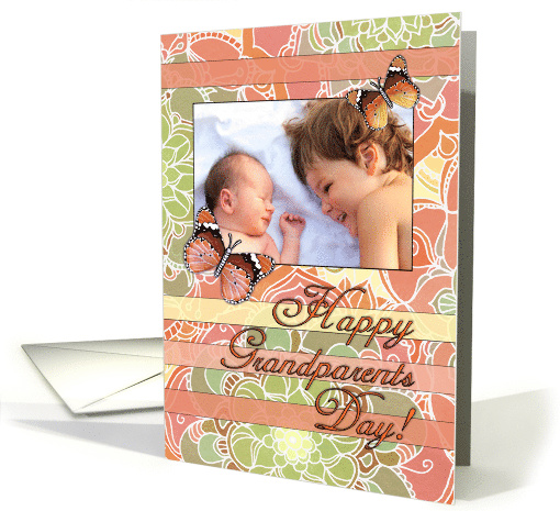 Happy Grandparents Day Customizable Photo with Butterflies card