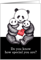 Panda with babies & red heart, Happy Mother’s Day, you’re so special! card