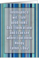 Happy Father’s Day, for Dad, humor, typography, blue stripes. card