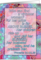 Happy Mother’s Day for Wife with Proverbs 31 Scripture Above Rubies card