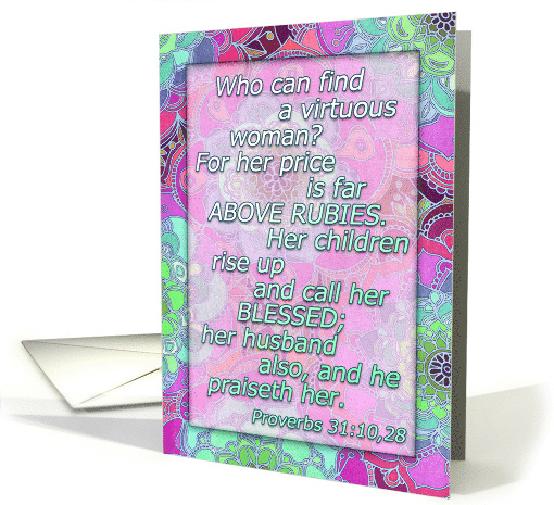 Happy Mother's Day for Daughter Proverbs 31 Floral Doodle Pattern card