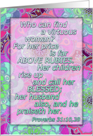 Mother’s Day, for daughter, Proverbs 31, Above Rubies, floral doodles card