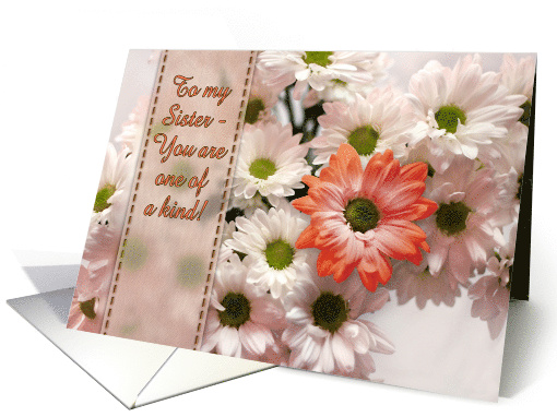 To My Sister on Her Birthday You Are One of a Kind with Daisies card