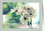 Thank you for your sympathy, white daisies, chevron, mint, green. card