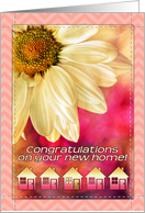 Congratulations on Your New Home with Daisy in Peach Pink and Gold card