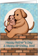 Happy Father’s Day Birthday! Cute dog and puppy illustration. card