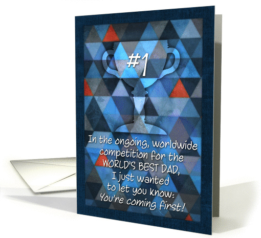 Number 1 Dad, funny Father's Day card, blue, geometric, humor. card