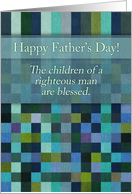 Christian Happy Father’s Day Scripture on Blue and Green Squares card