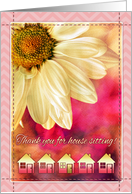 Thank you for house sitting! Golden daisy macro, pink, scrapbook style card