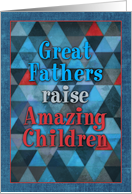 Happy Father’s Day, from children, humor, blue, red, triangle pattern card