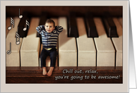 Good Luck on your recital / music exam, cute baby on keyboard card
