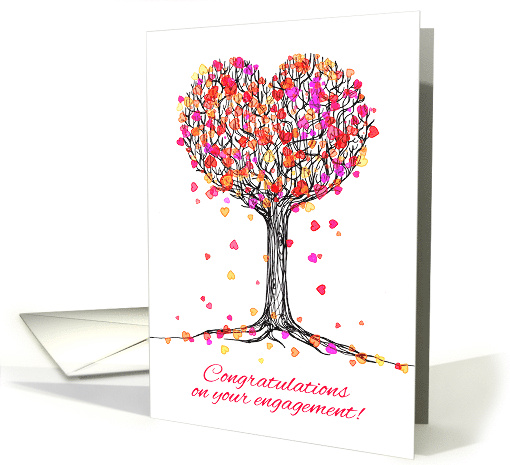 Congratulations on Your Engagement with Cute Heart Tree... (1111324)