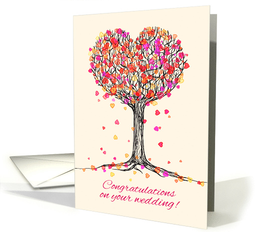 Congratulations on Your Wedding with Cute Heart Tree in... (1111328)