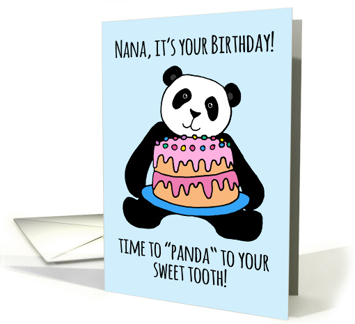 Cute Panda Birthday Card for Nana, cake for your sweet tooth! card