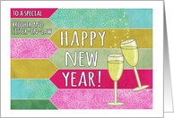 Happy New Year Brother and Sister-in-law! Champagne glasses, patterns card