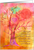 Thank You for Your Sympathy Hope in Christ with Sunset Heart Tree card