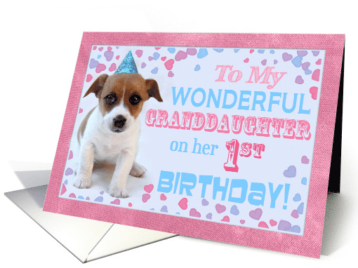 Happy 1st Birthday to My Wonderful Granddaughter with Cute Puppy card