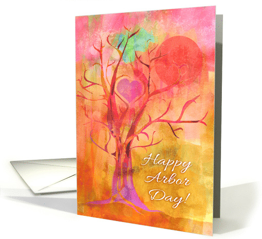 Happy Arbor Day Mixed Media Tree with Heart & Sun in Pink... (1135630)