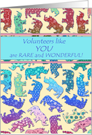 Thank you for volunteering - patchwork rhino pattern, rainbow colors card