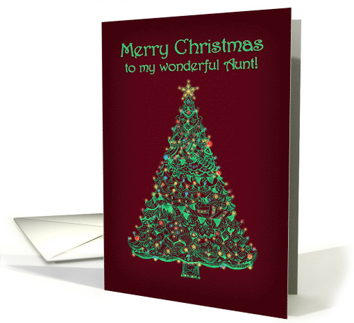 Merry Christmas to My Wonderful Aunt with Glowing Christmas Tree card
