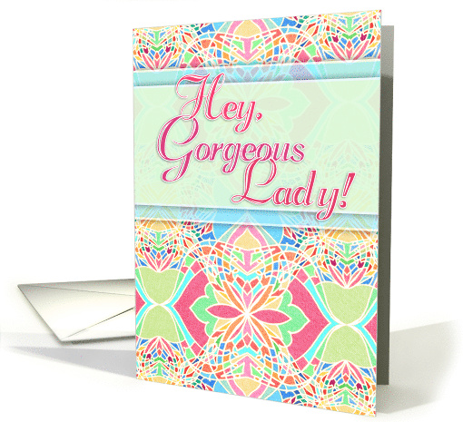 Happy Birthday Gorgeous Lady Moroccan Inspired Pastel Pattern card