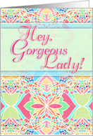 Happy Birthday Gorgeous Lady Moroccan Inspired Pastel Pattern card
