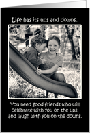 Thank You for Your Friendship with Cute Laughing Children on Slide card