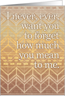 Missing you, daughter, gold & tan neutral chevron pattern card